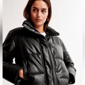 EUC Hollister Faux Leather Puffer